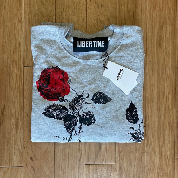 Men's Libertine Sweatshirt Size Unspecified Gray with Rose Print - Picture 1 of 7